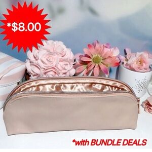 💎*4/$32.00! Morphe Blush Pink Faux Leather Makeup / Brush Bag w zip top *BNIP